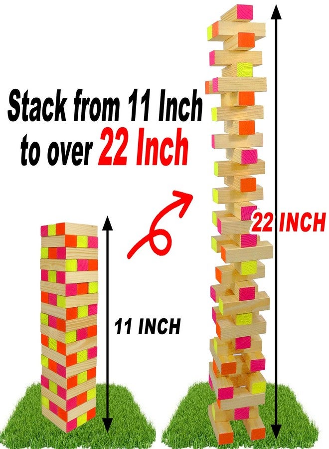 Ahuimeius 54 Piece Glow Tumble Tower Board Games, Glow in The Blacklight Tumble Tower, Indoor/Outdoor Board Game for Adults for Family Game Night - Image 3